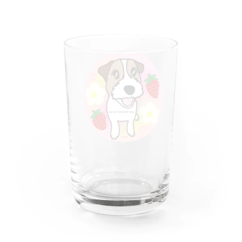 虹色PLUSの夢かわいいジャックラッセルテリア犬とフルーツ Water Glass :back