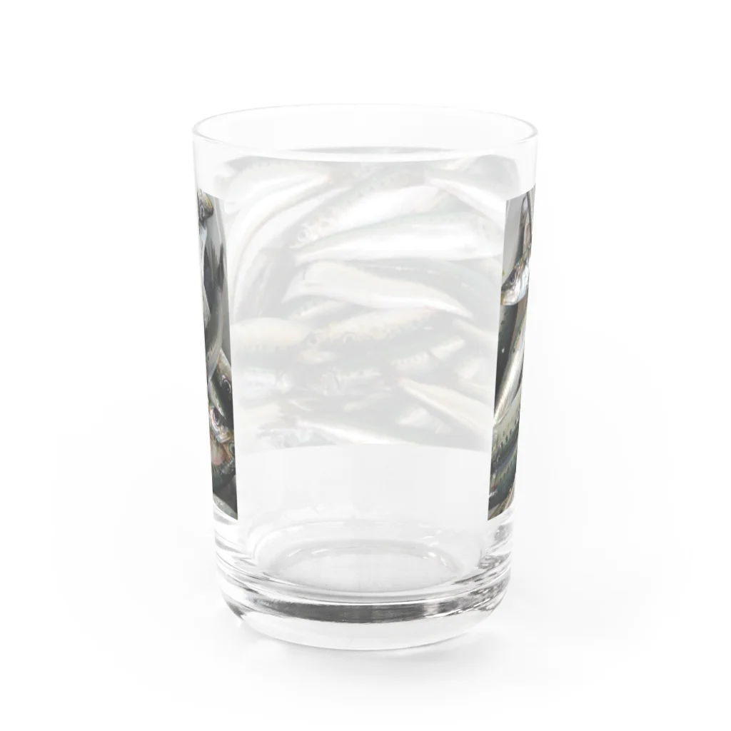 かわいい鰤たちのイワシの香り漂うグラス Water Glass :back