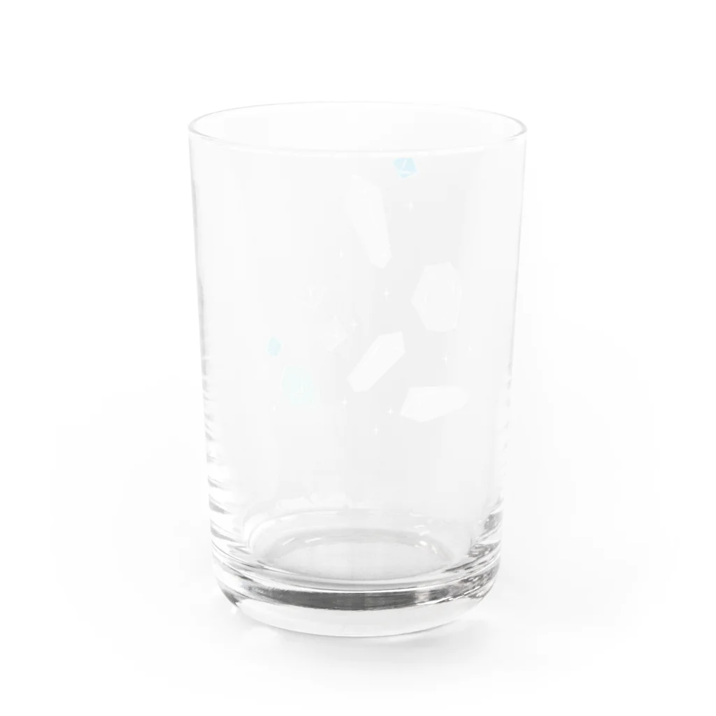 しまめの青い石（白フチ） Water Glass :back