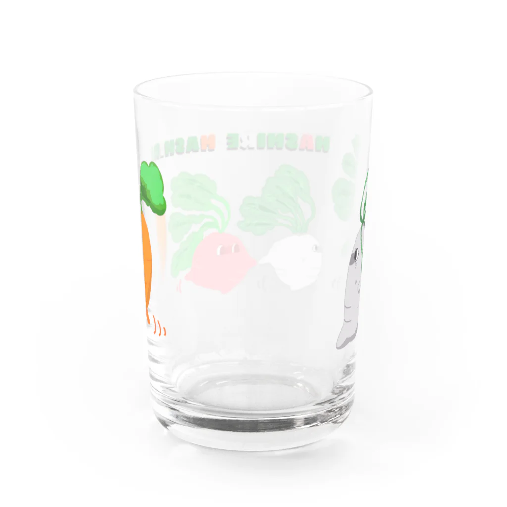 翠色の眼鏡の走れ走れ根菜ズ。 Water Glass :back