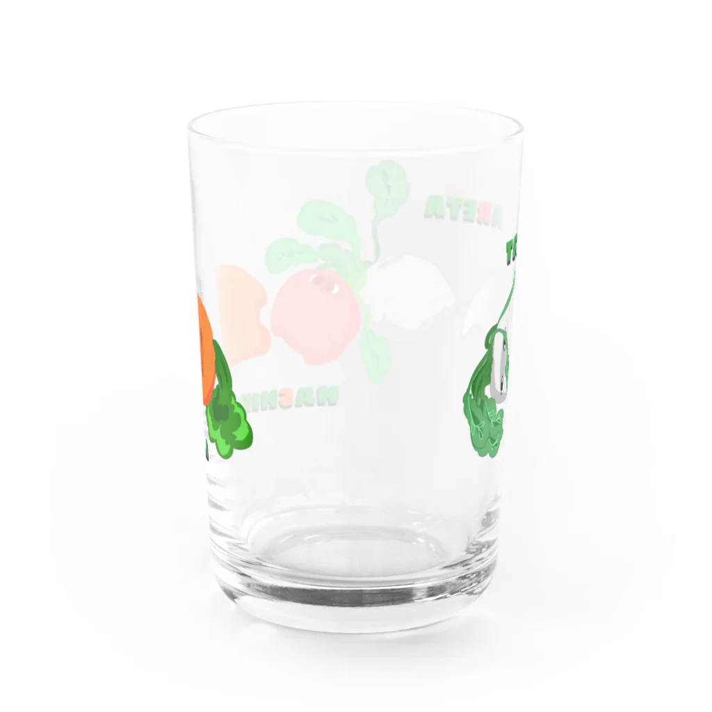 翠色の眼鏡の疲れて走れない根菜ズ Water Glass :back