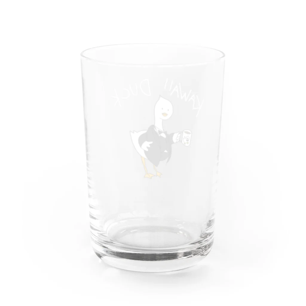 ぴえん工房のコーヒーを飲むアヒルちゃん-ホワイト Water Glass :back