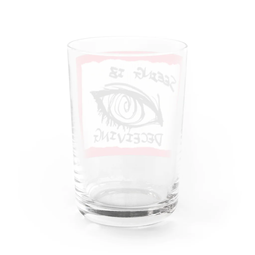 LUNARHOLIC STOREの偽諺～参～「百聞は一見に如く」(赤縁) Water Glass :back