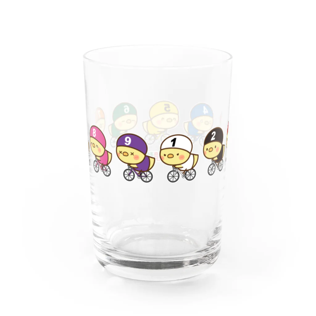 麻雀プロ競輪部の競輪ひよこ-ピヨピヨレーサー Water Glass :back