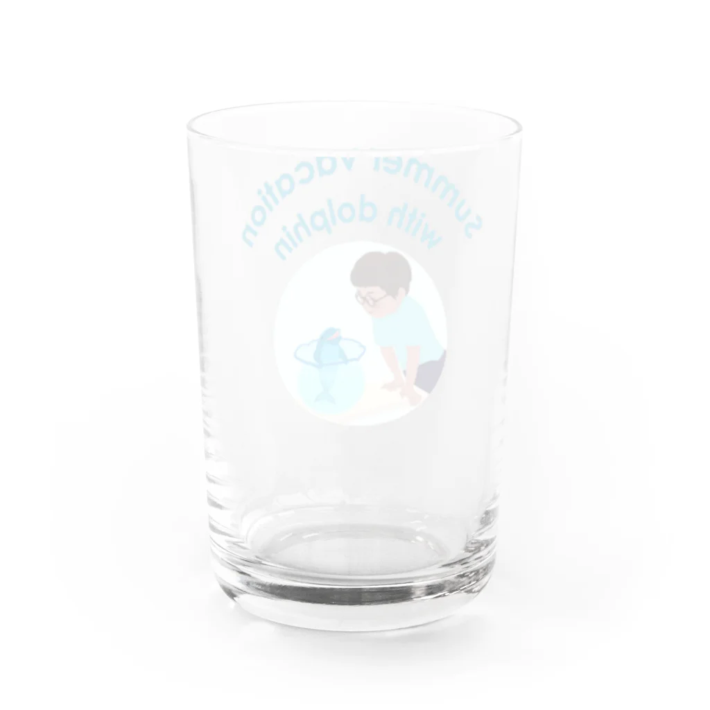 キッズモード某のイルカといた夏休み(ロゴタイプ) Water Glass :back