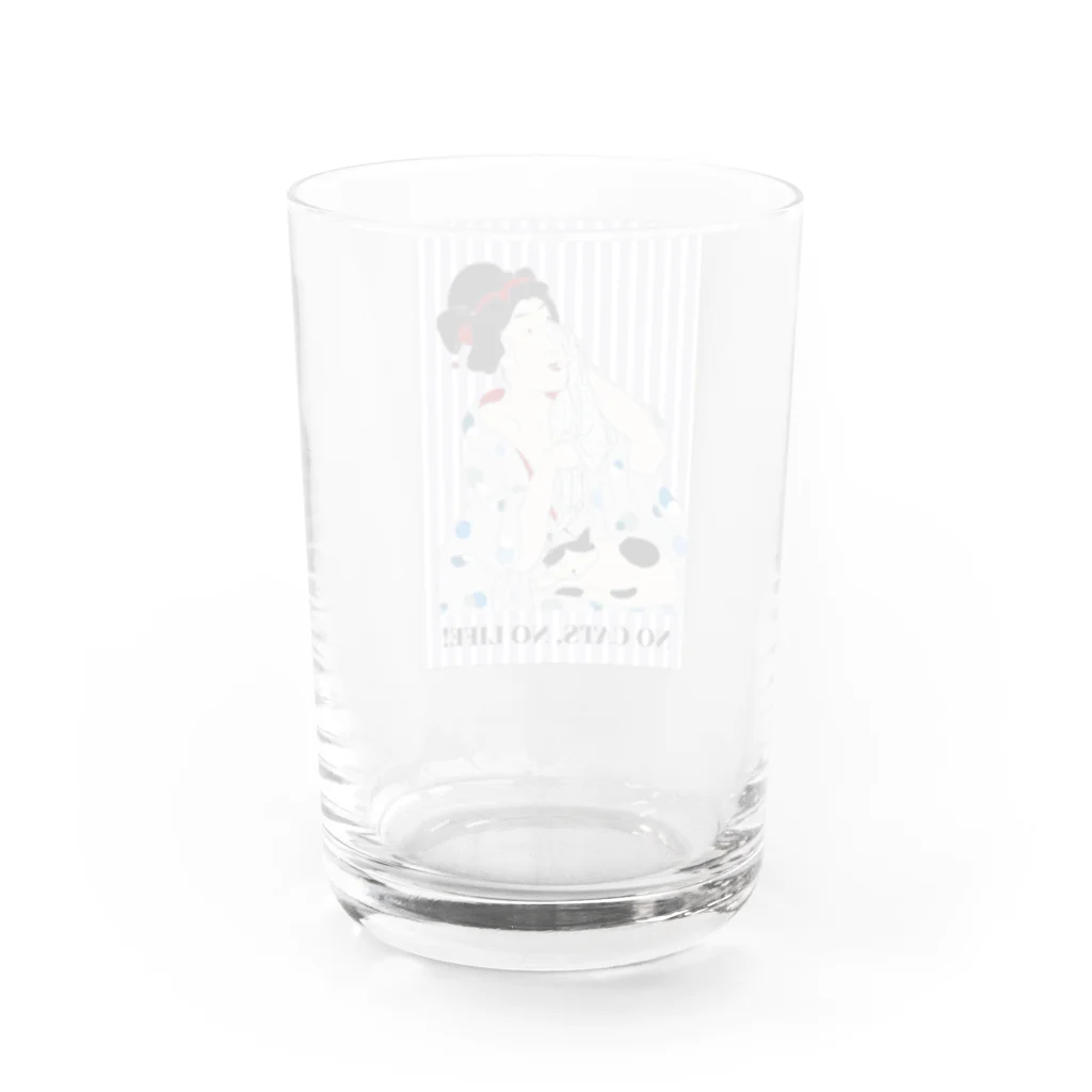 keeeeeep smilingのNO CATS, NO LIFE! 浮世絵　暑いけどネコとくっつきたい… Water Glass :back