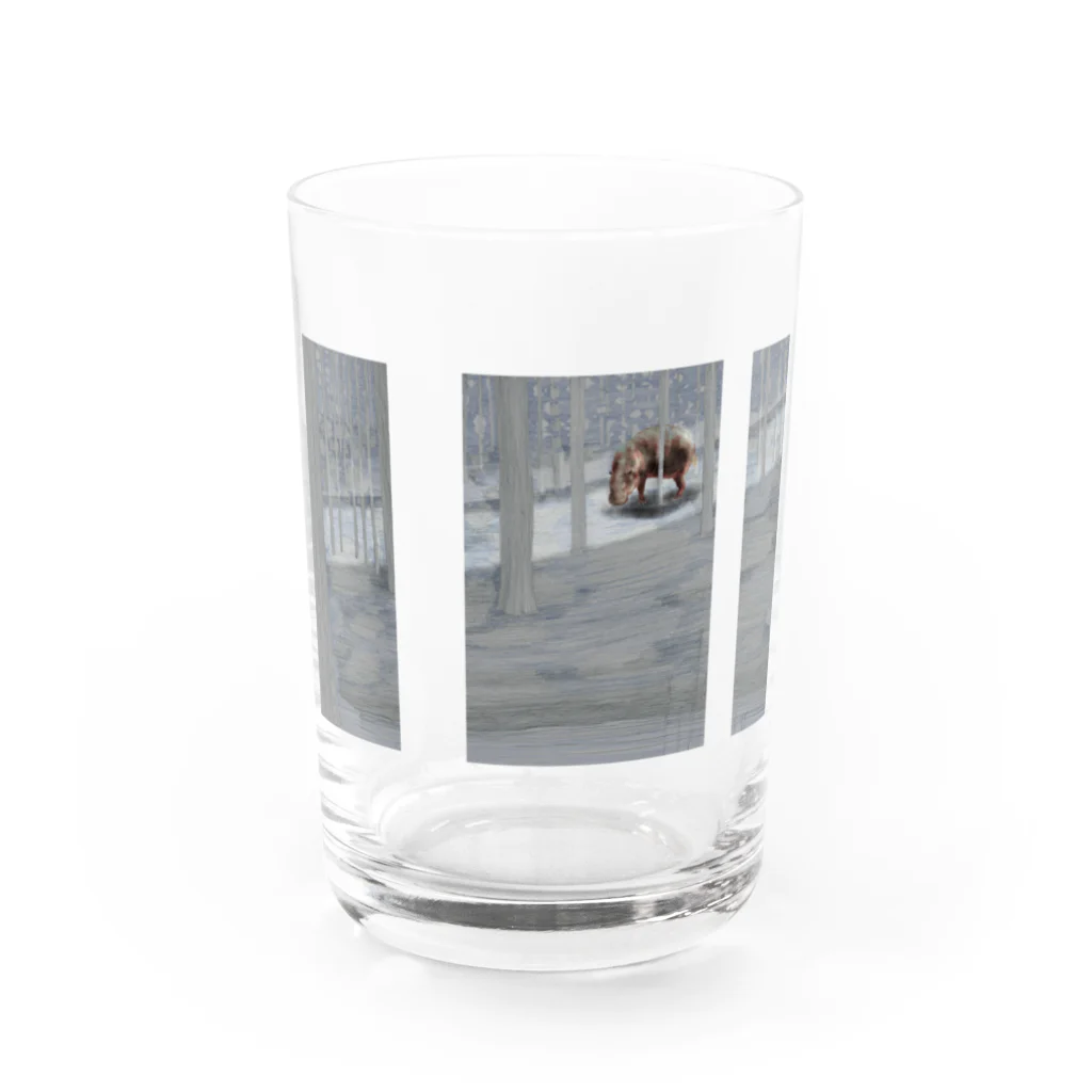 文様動物園 Pattern Zoo Museum shopの夜の森のコビトカバ Water Glass :front