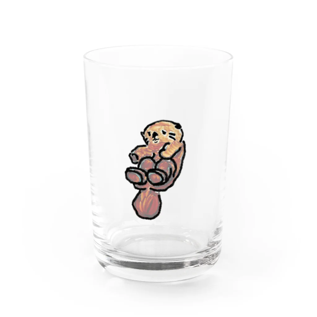 一色に統一できなくて白の哀愁ラッコ Water Glass :front