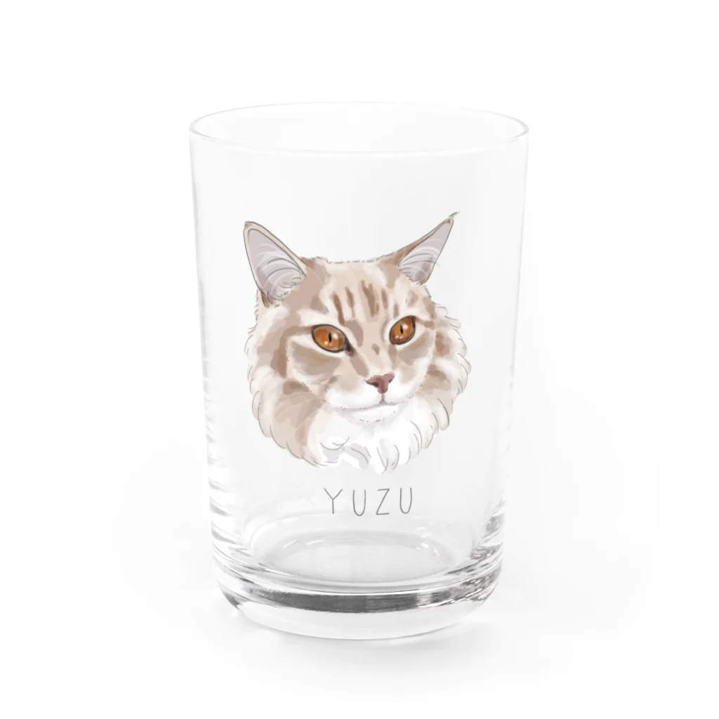 みきぞーん｜保護猫 ミッキー画伯と肉球とおともだちのyuzu Water Glass :front