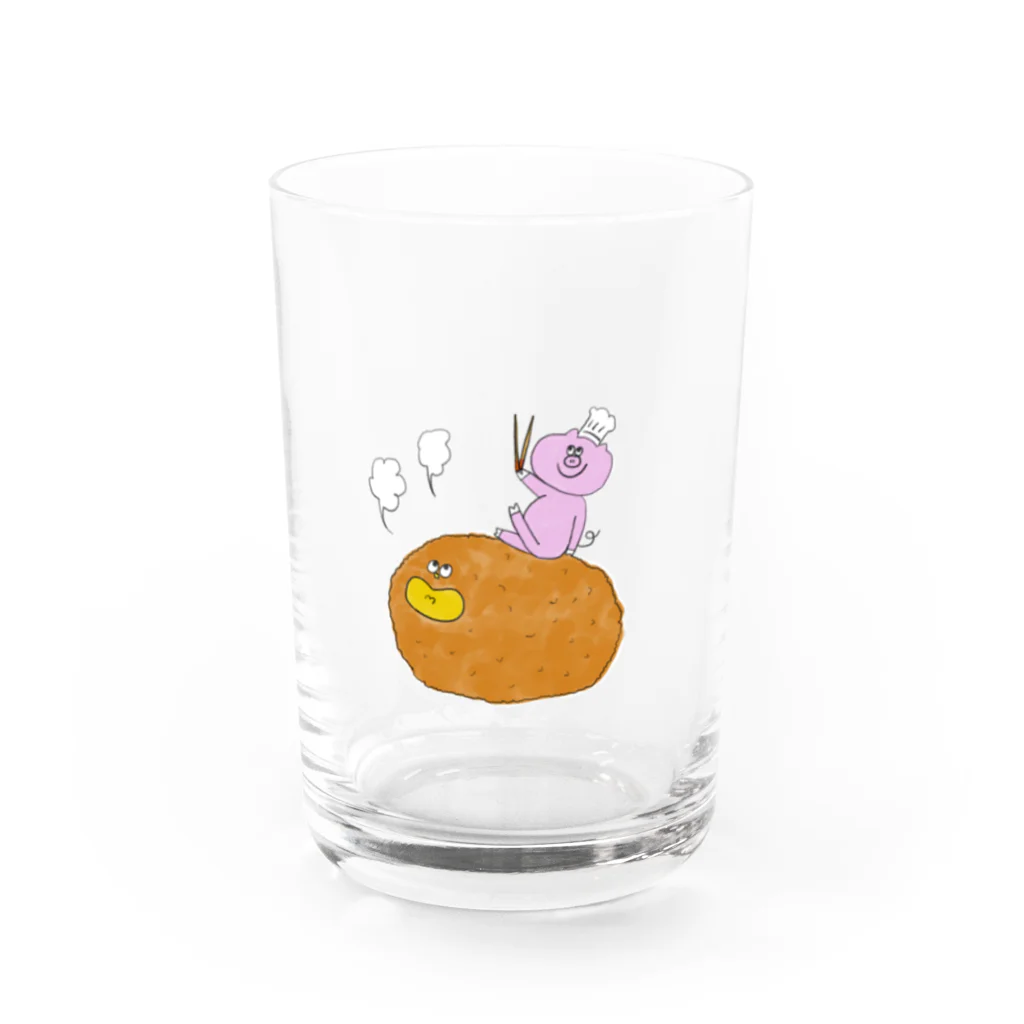 ココロ企画のコックさんとホクホクかぼちゃコロッケ Water Glass :front