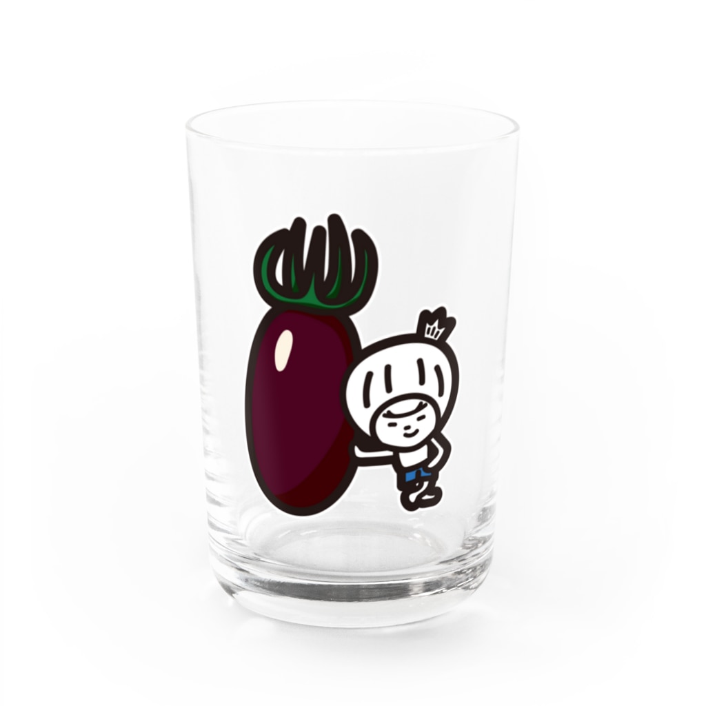きくのらくがきのプラム形ミニトマト(ブラック)ときく Water Glass :front