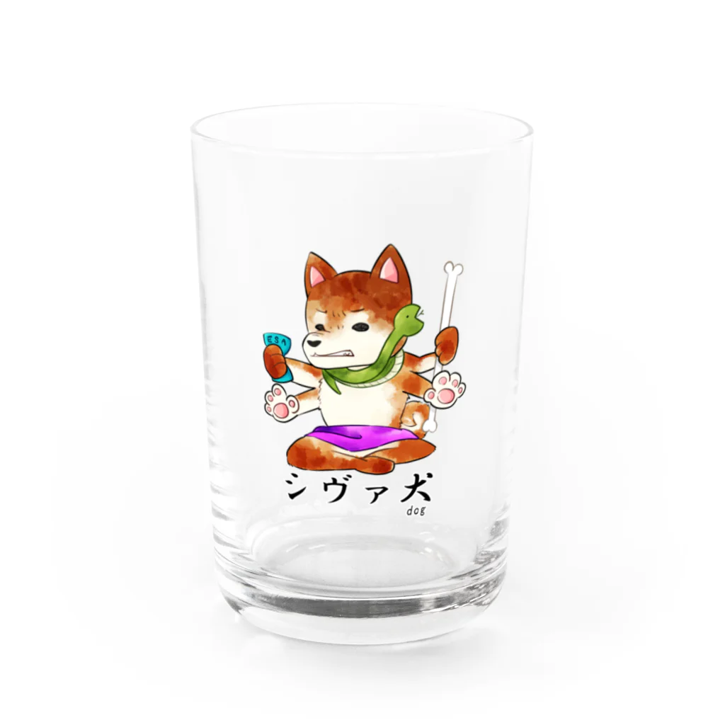 ninjin🥕のダジャレshop📣のシヴァ犬 Water Glass :front