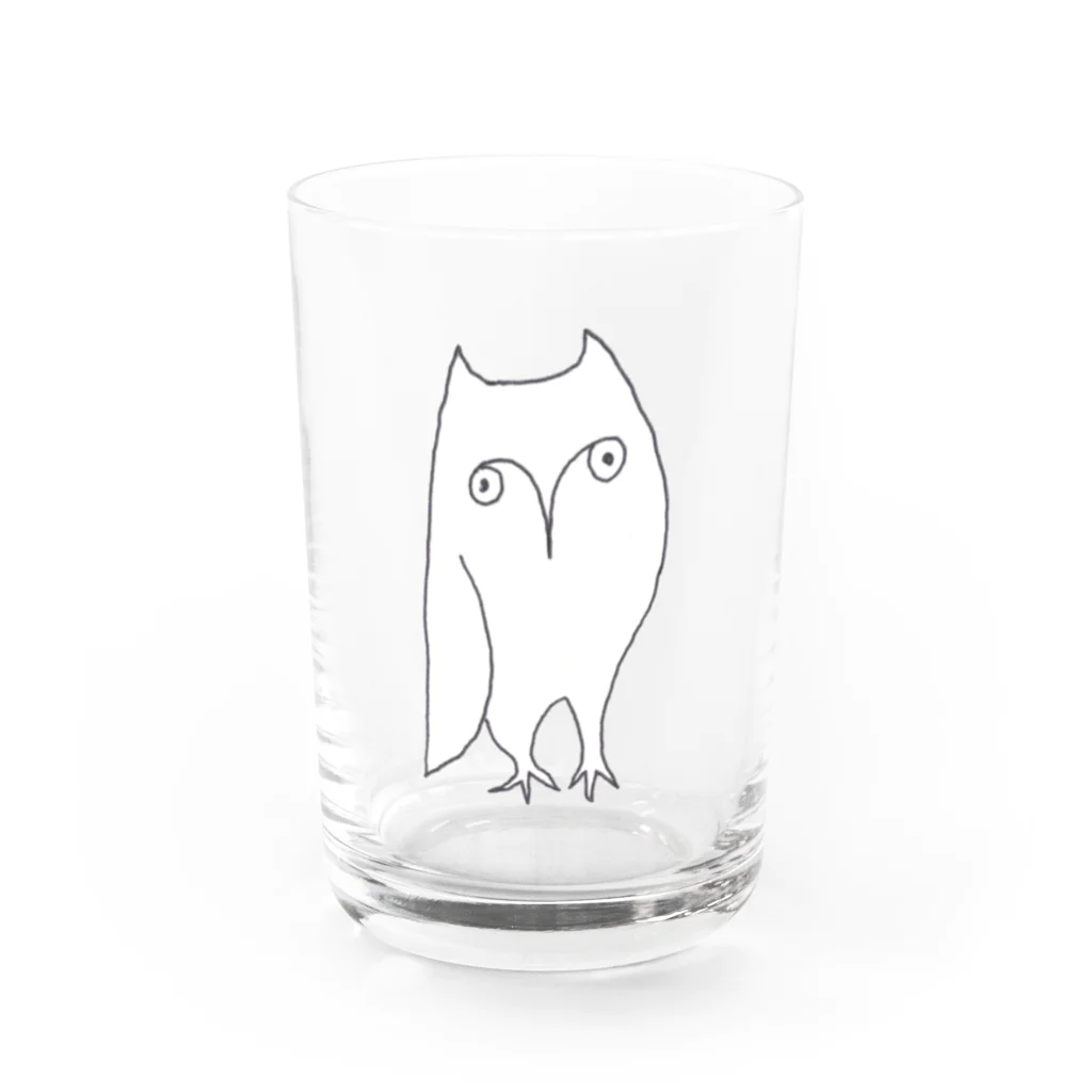 森図鑑の[森図鑑] まるっとミミズク（ミミズクのイラストC） Water Glass :front