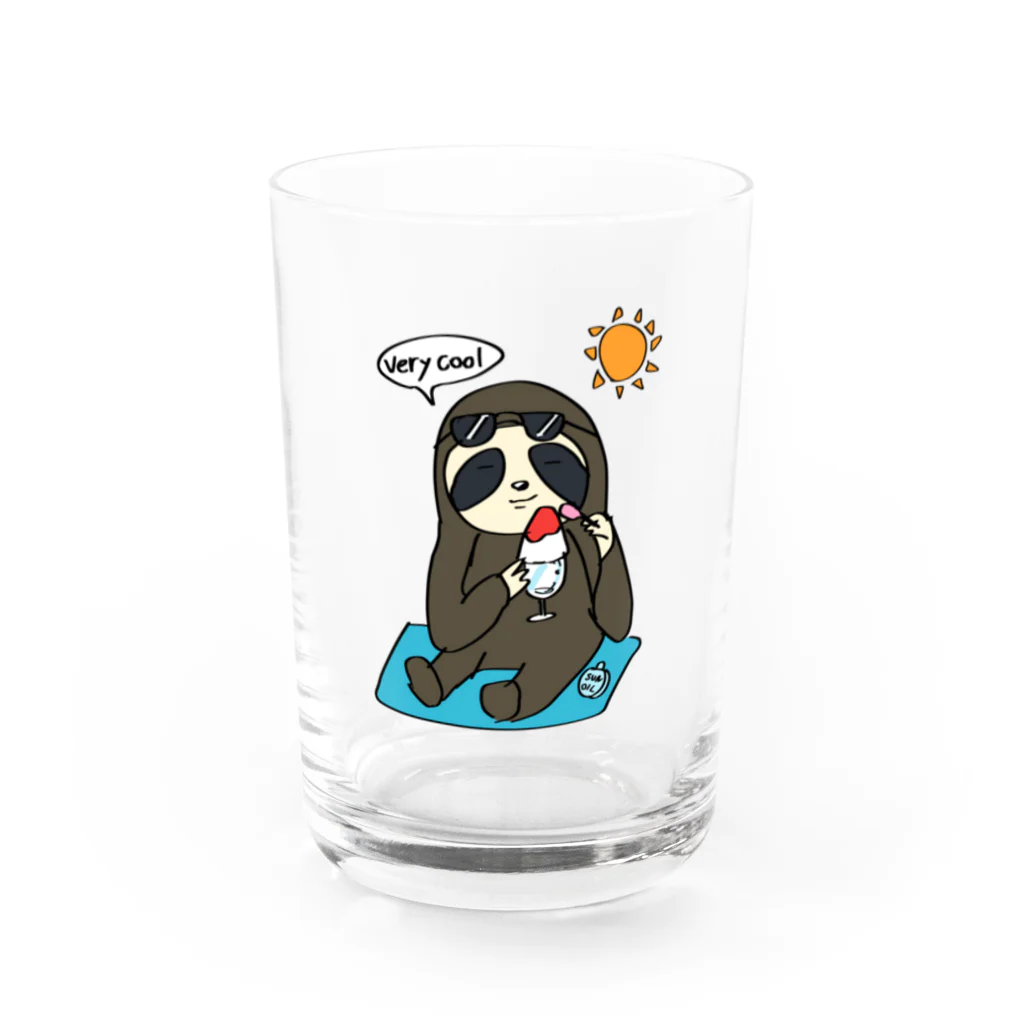 ナマケモノ屋さんのサマーバケーションなナマケモノさん Water Glass :front