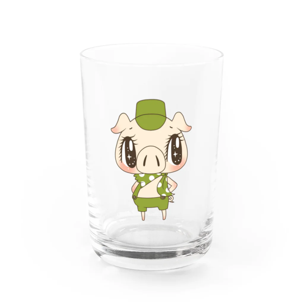 イラストレーターしらかべりえの三匹のこぶた長男 Water Glass :front