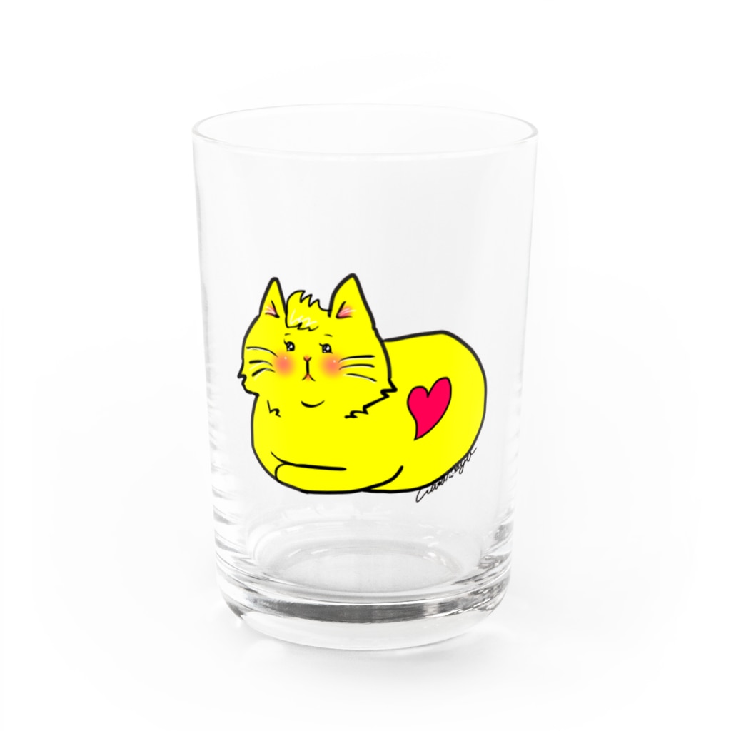 WataMayuroom☆の黄色い猫さん Water Glass :front
