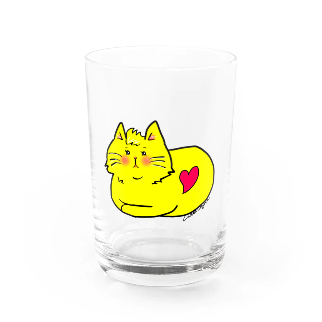 WataMayuroom☆の黄色い猫さん Water Glass :front