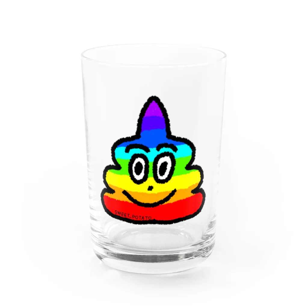 さつまいもおもしろグッズSWEET_POTATOのにじいろうんちグラス Water Glass :front