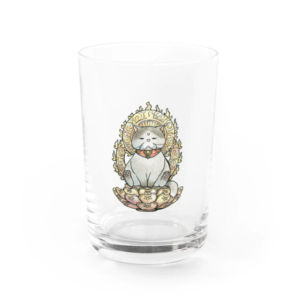 猫神神社の大日如来猫 Water Glass :front