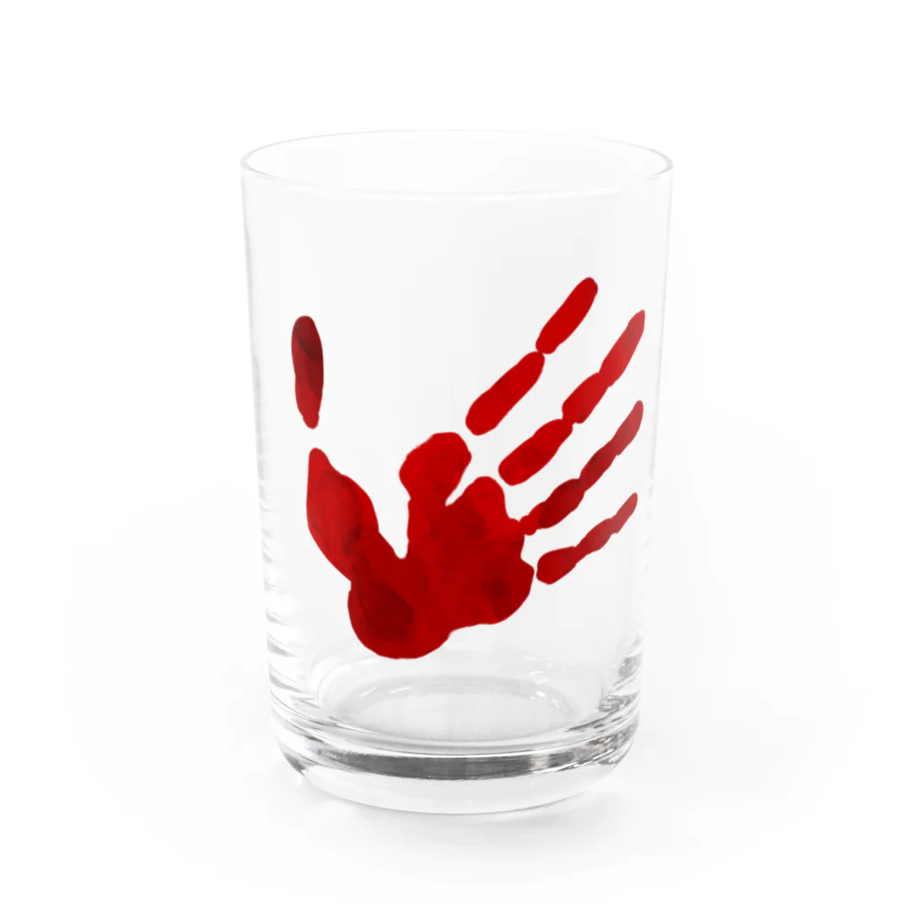 幽霊島の血痕と握手(右手) グラス前面