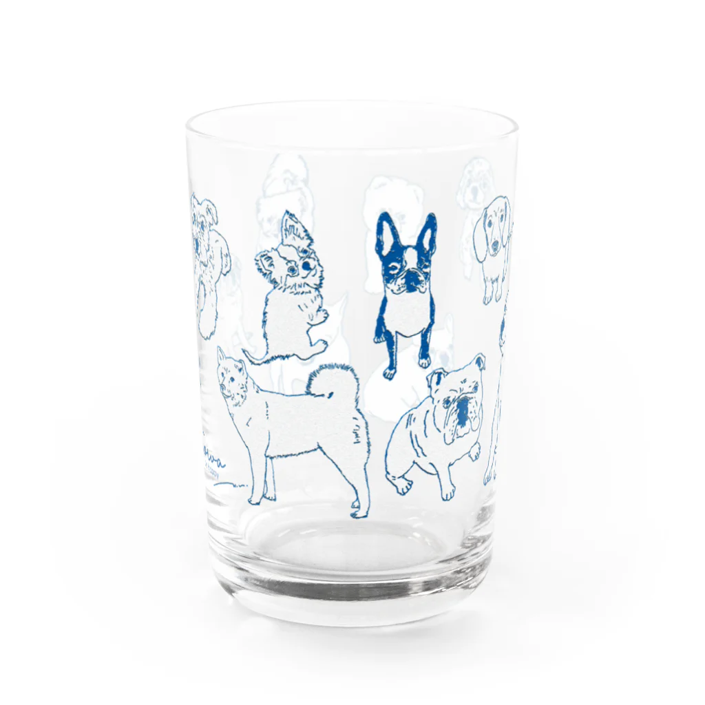 aveku towa. の犬との暮らし（ブルー） Water Glass :front