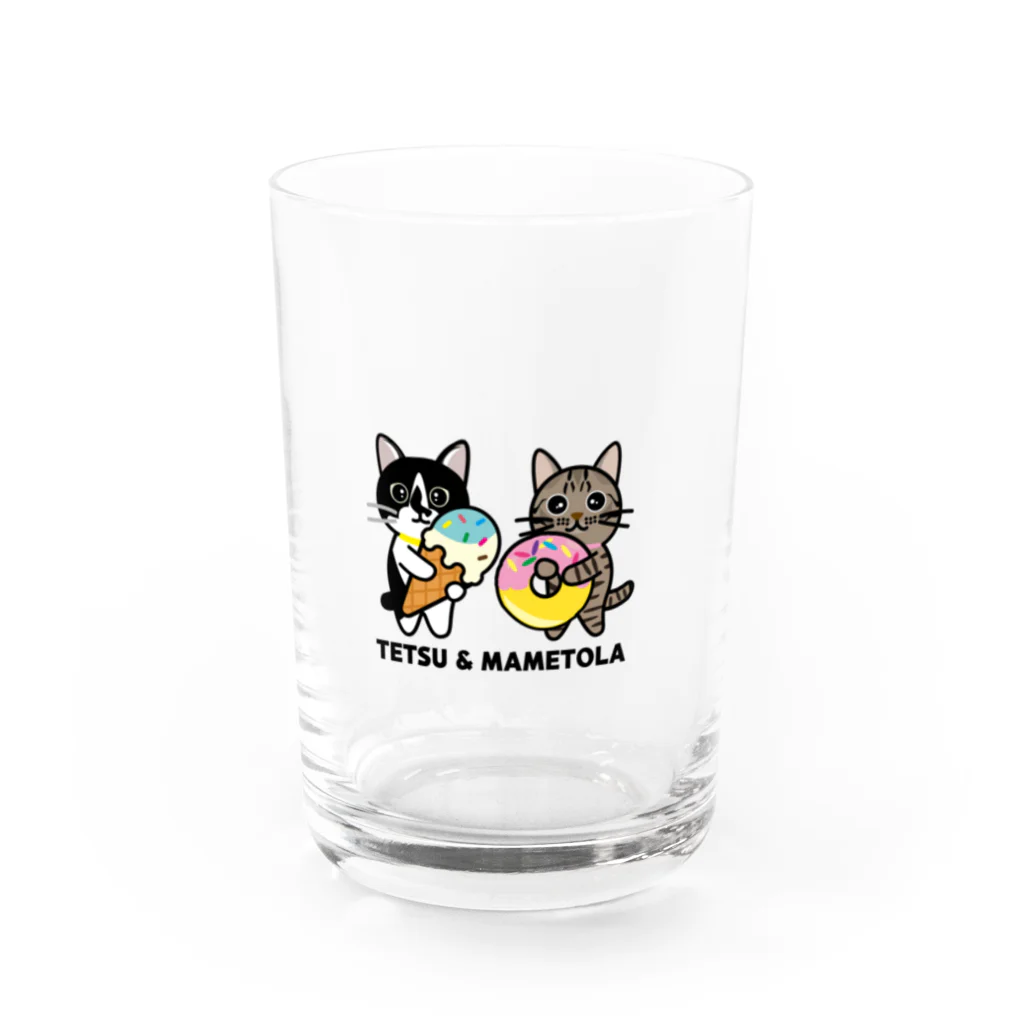 ねこモフ屋のTETSU&MAMETOLA Water Glass :front