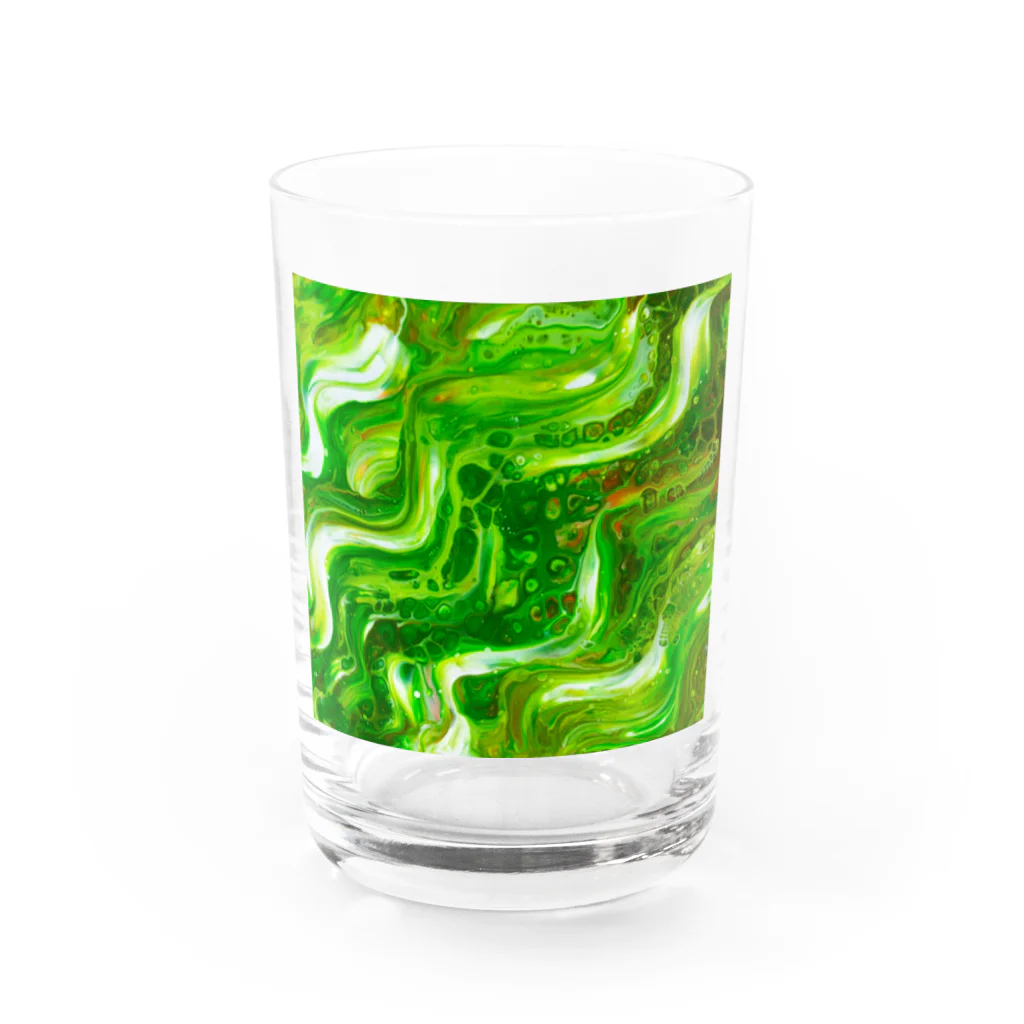 luontoiroのウェーブ　緑 Water Glass :front