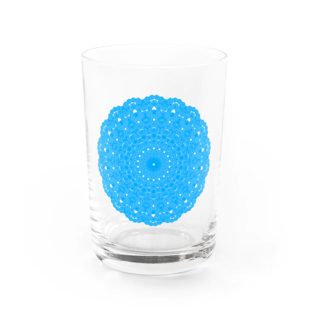 ひまわりの雪の華④アクアブルー Water Glass :front