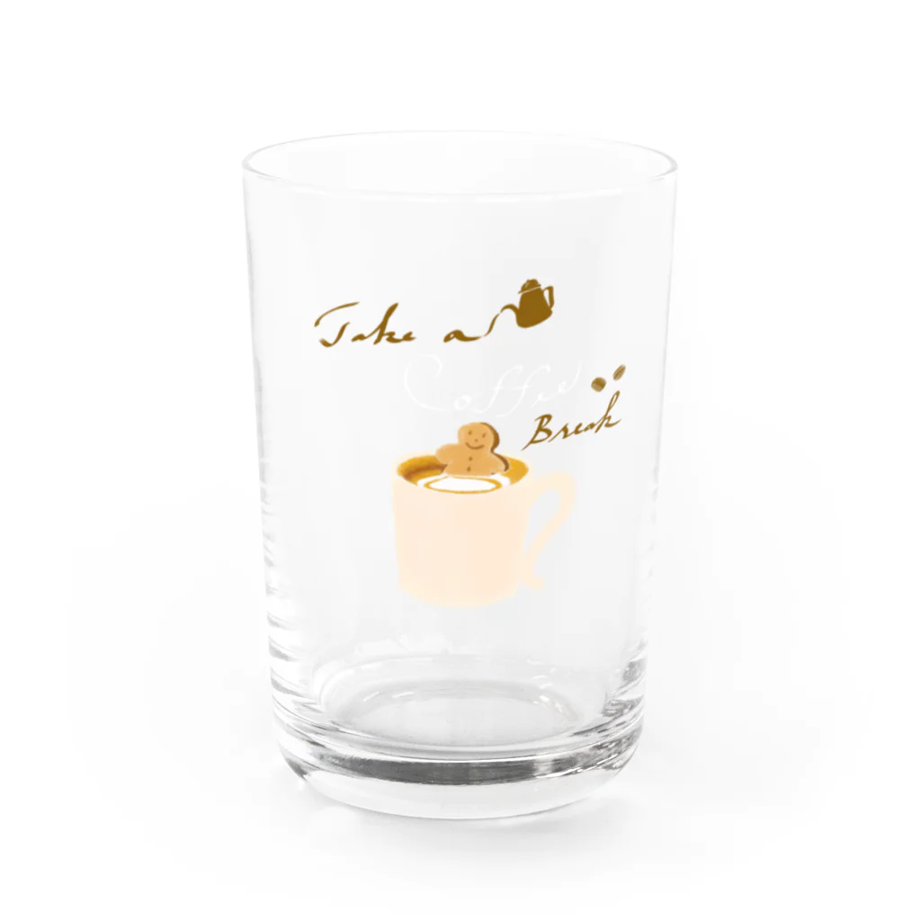 kiki25のcoffee time(コーヒー白字) Water Glass :front