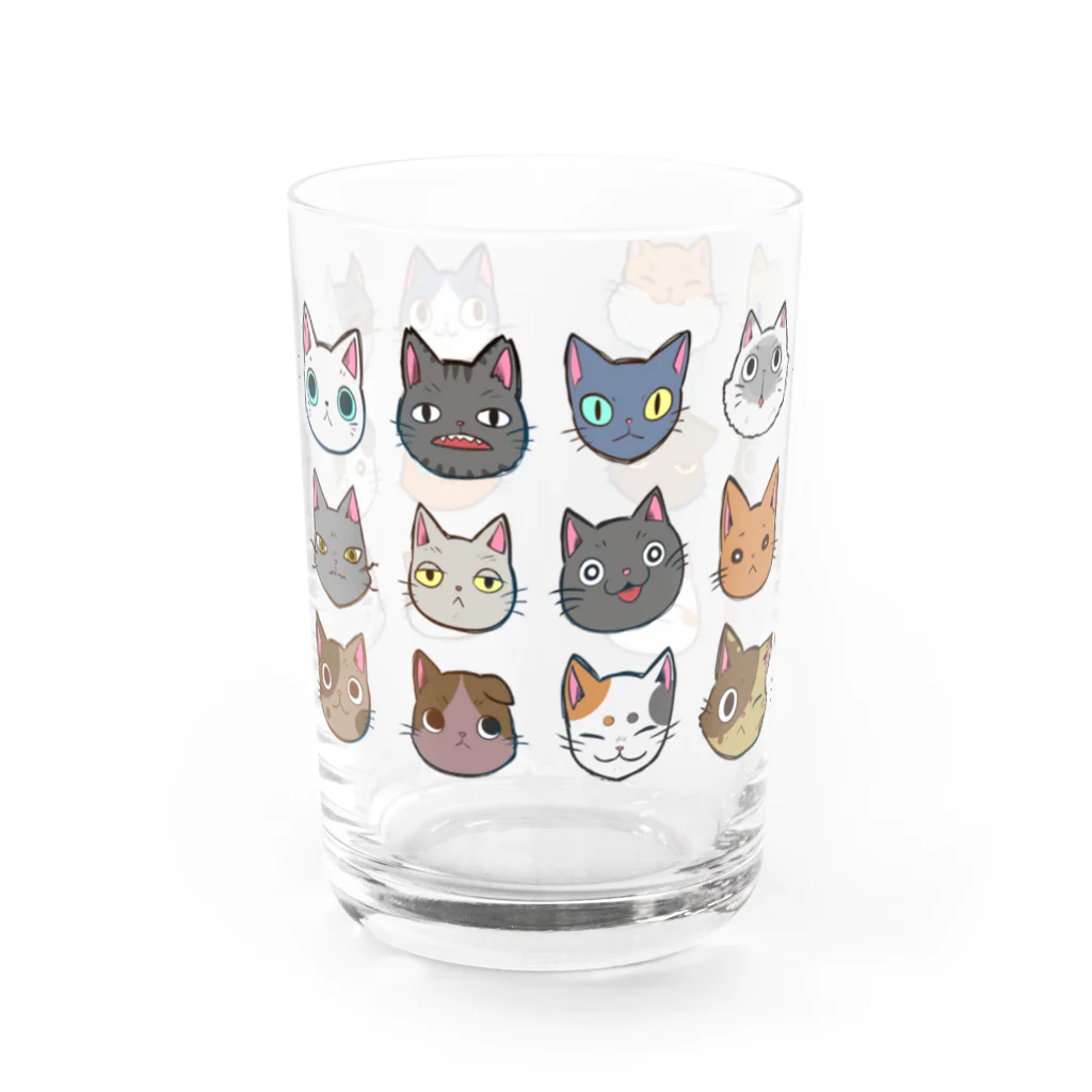 RIN-SHOPの猫々の顔をそろえて2 Water Glass :front