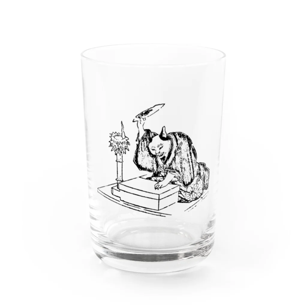 猫の浮世絵・草紙の講談する猫 Water Glass :front