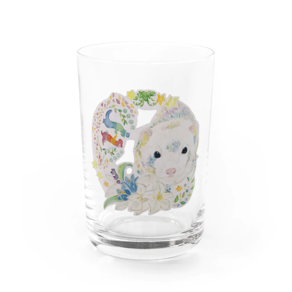 イタチの6月フェレット銀ちゃん Water Glass :front