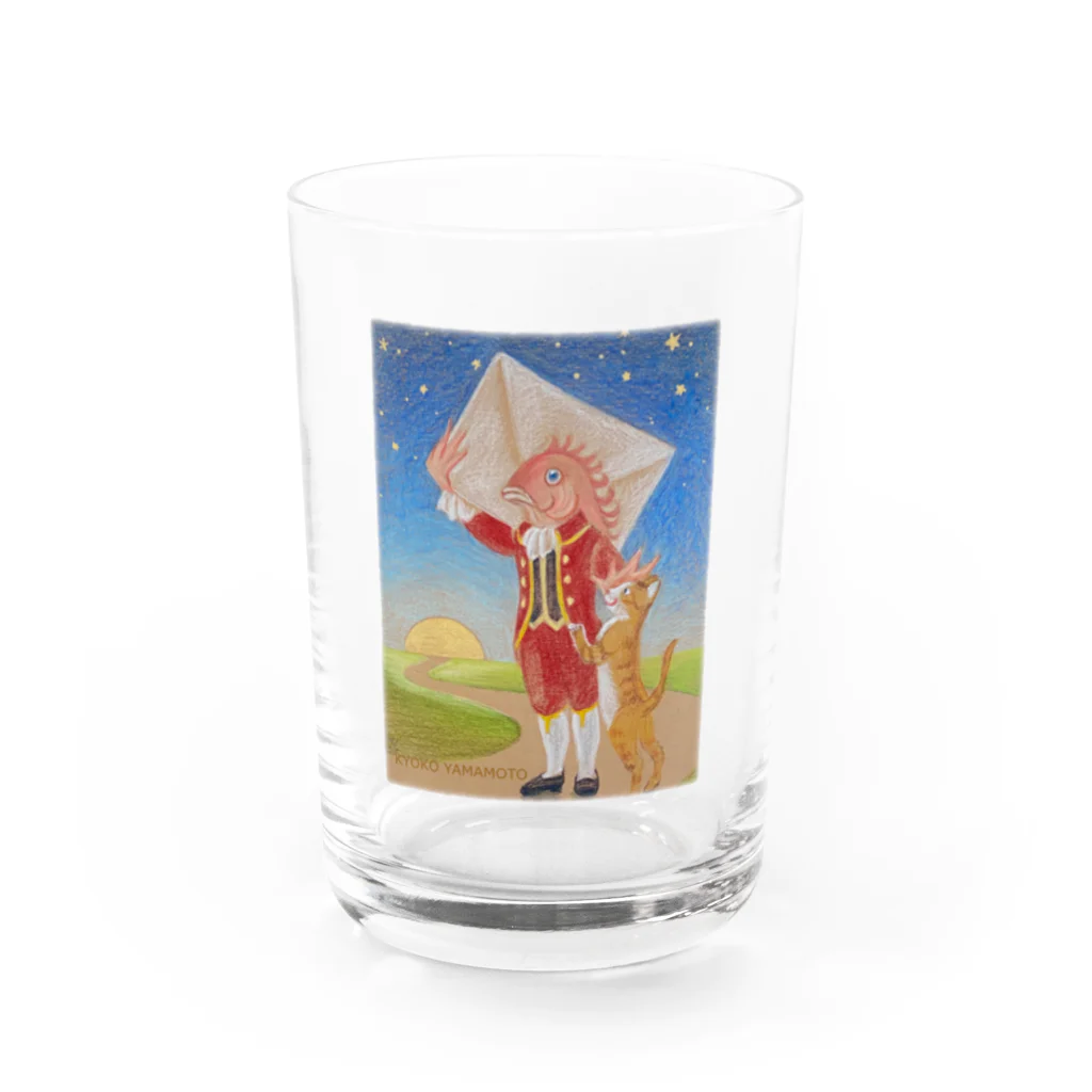 くまきち＠kyonyamamotoの不思議な国のフィッシュフットマンとにゃん Water Glass :front