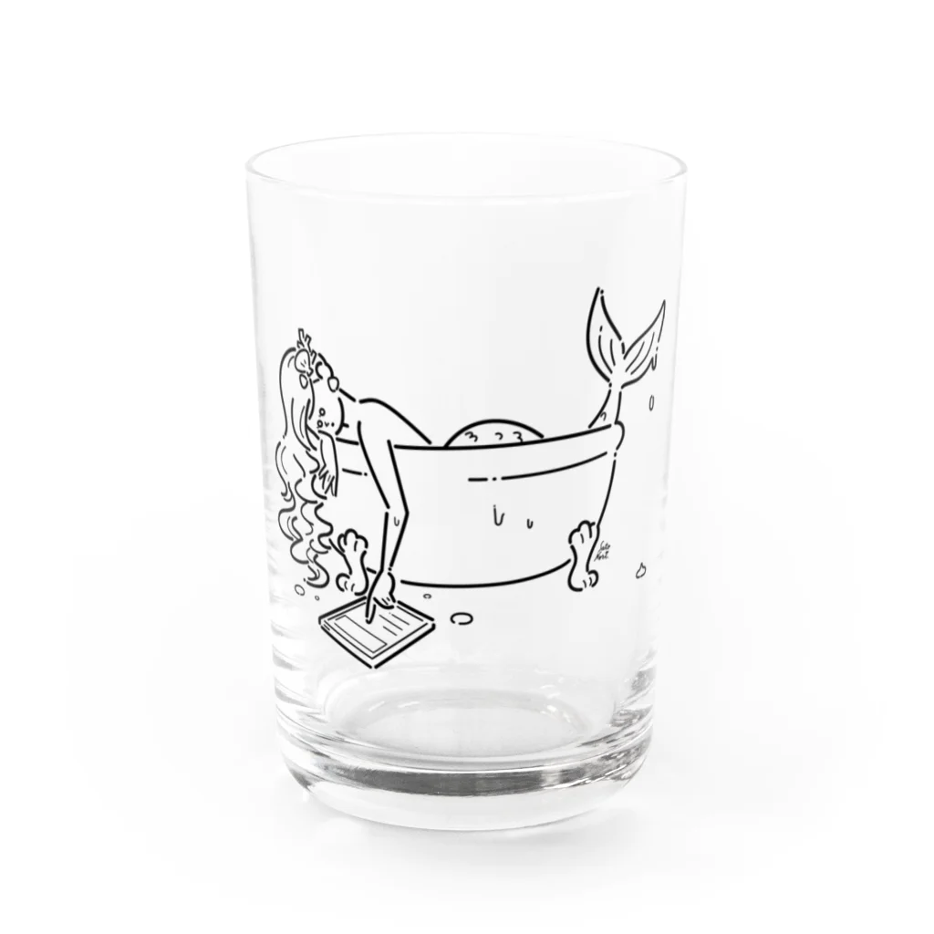 サトウノリコ*の浴室でタブレットを使う人魚【くろ】 Water Glass :front