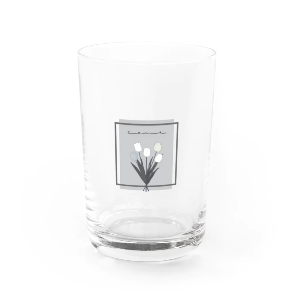 rilybiiのgrayish color × white × charcoal ×  tulip bouquet Water Glass :front