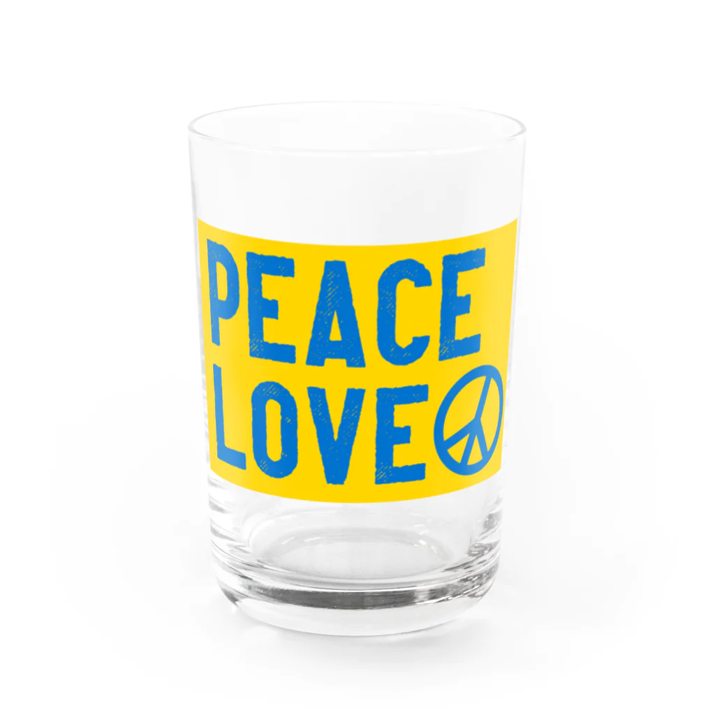 サトオのPEACE LOVEピースマーク（Peace symbol）ウクライナ色 グラス前面