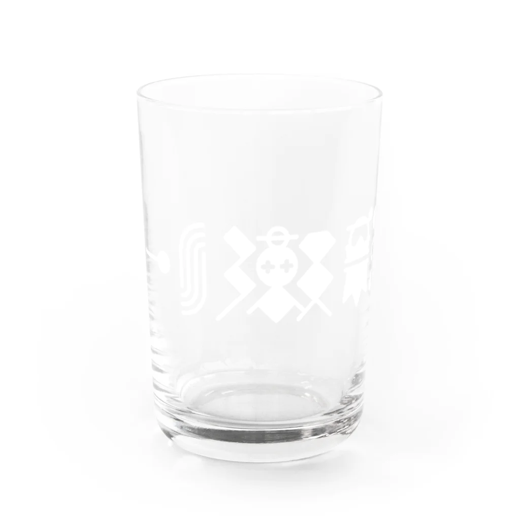 🤍一ノ瀬 彩 🐇⸒⸒ suzuri支店🤍の猫獄山コラボLOGO_白【©まー様】 Water Glass :front