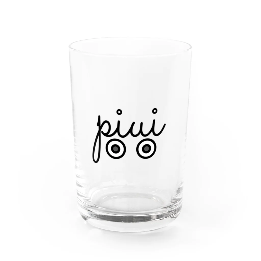 もこもこイエティのぴういロゴデザイン Water Glass :front