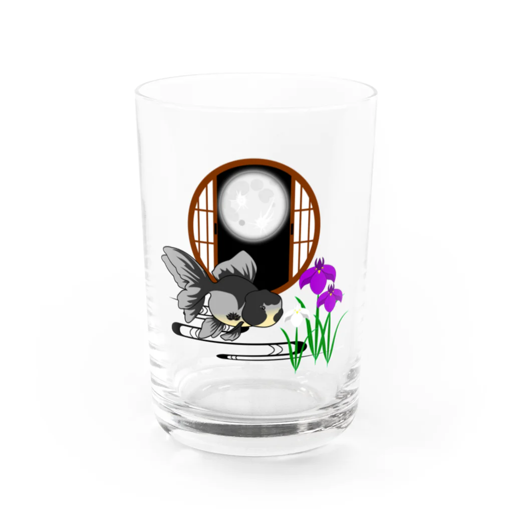青蓮堂 -セイレンドウ-の花菖蒲に青文魚 グラス前面
