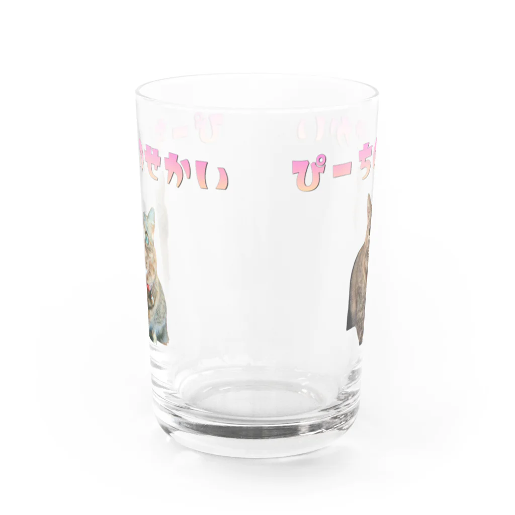 ぴーちのせかい🐱🍑のぴーちのガラスのコップ Water Glass :front