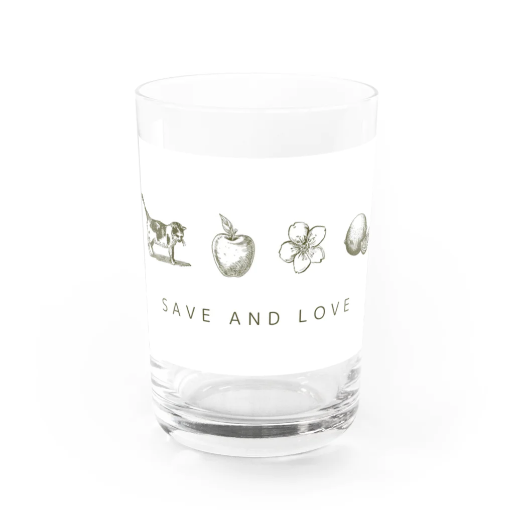 くろねこのてんのSAVE AND LOVE Water Glass :front