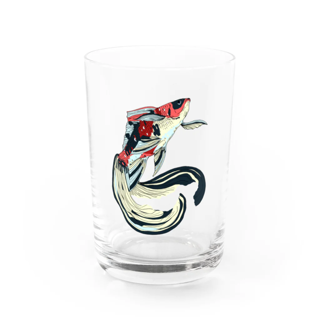 恒福水路の朱文金グラス Water Glass :front