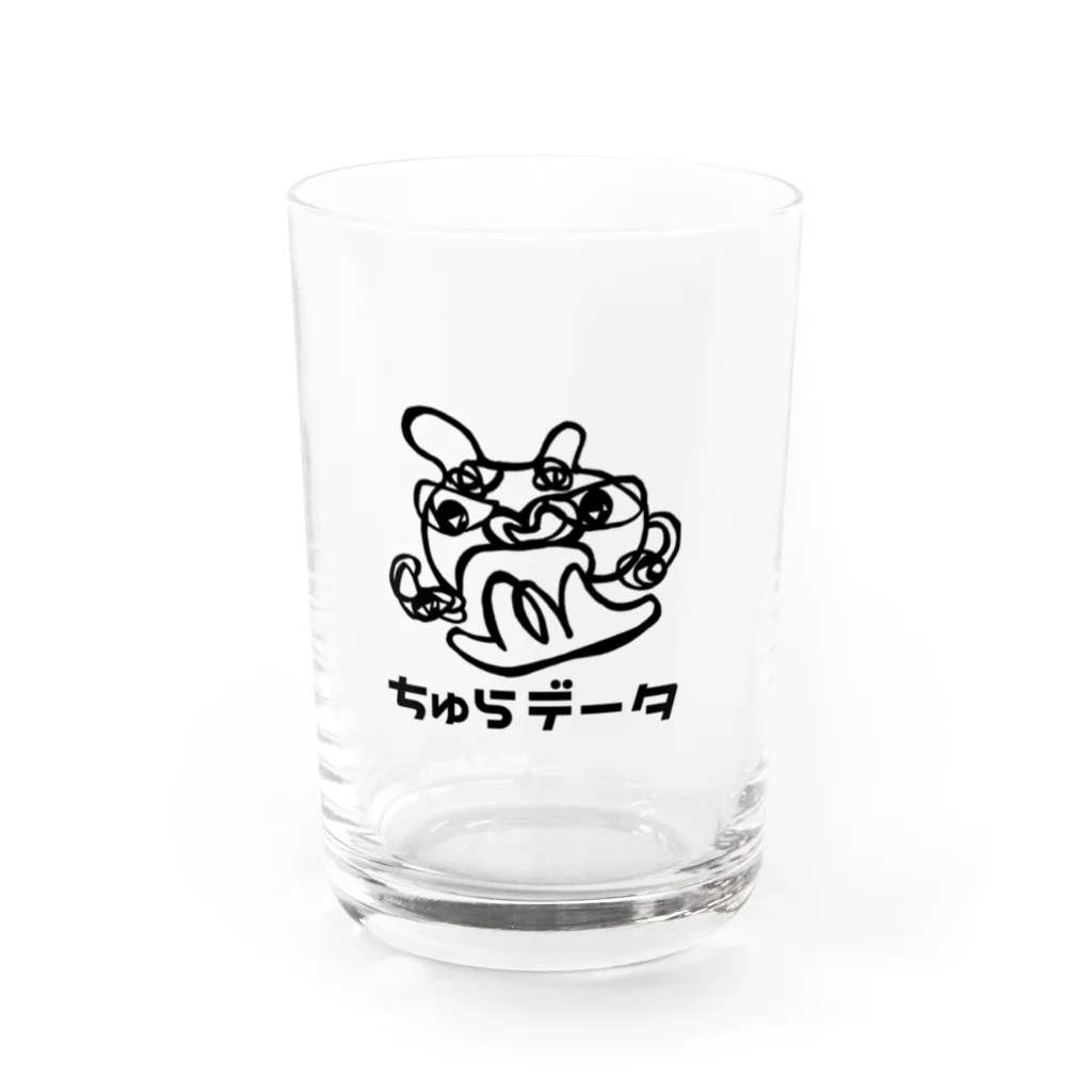 ちゅらデータのちゅら太郎（黒ロゴ） Water Glass :front