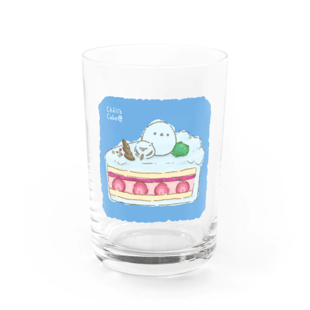 Chill`s Factoryのしろいケーキ シマエナガ Water Glass :front