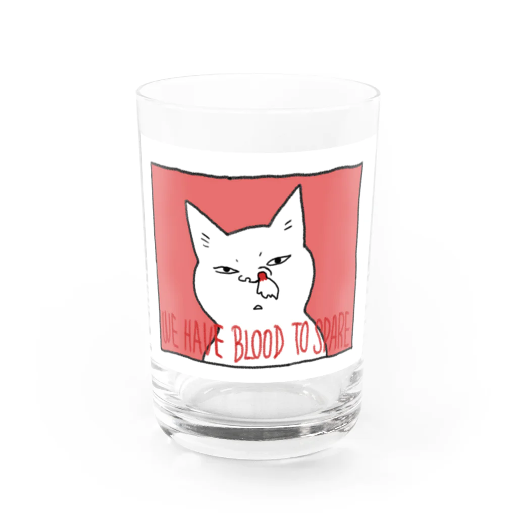 たんこ@酒とサブカル TANKの鼻血ねこ Water Glass :front