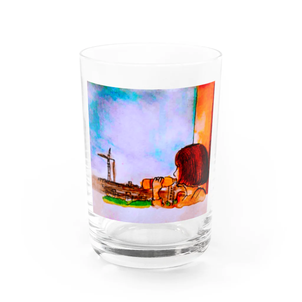 鳥取カランコロンの夕暮れと女の子 Water Glass :front