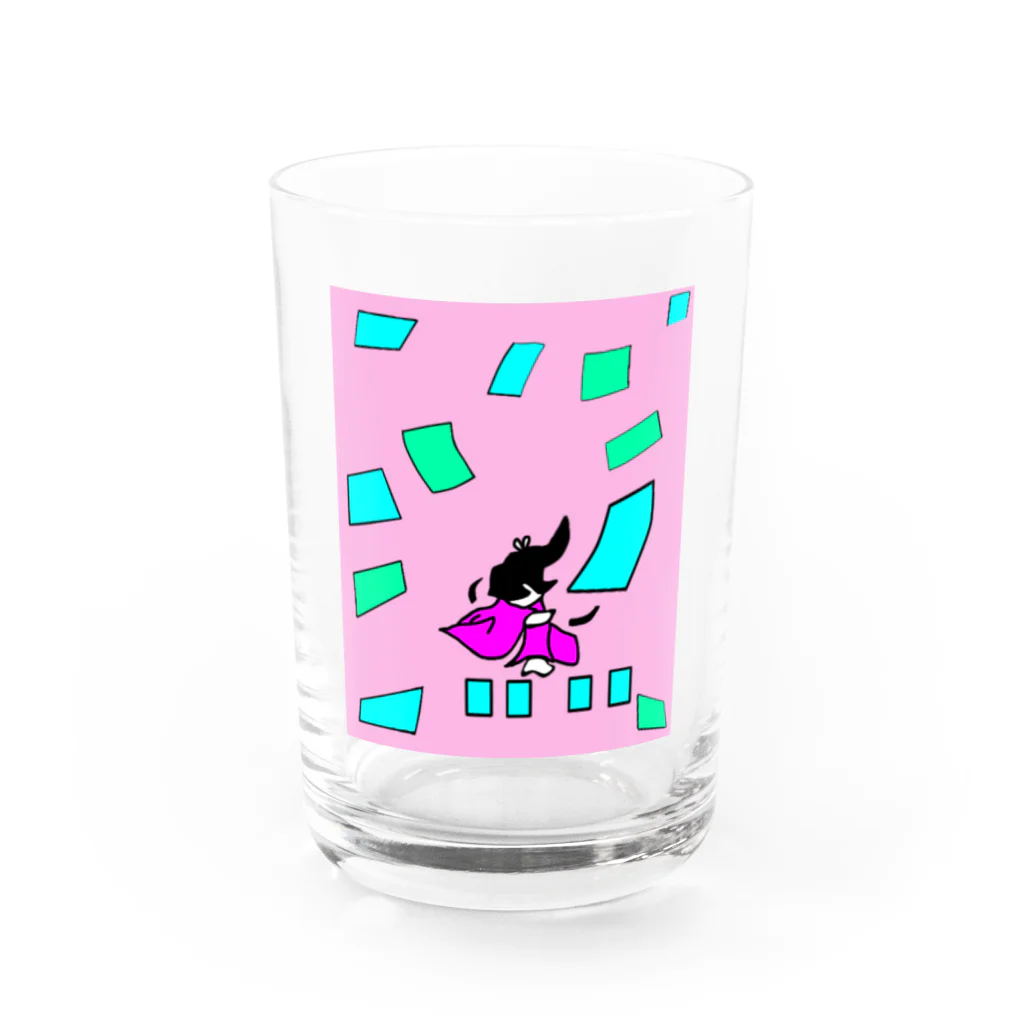 greetenの競技かるた　ピンク Water Glass :front