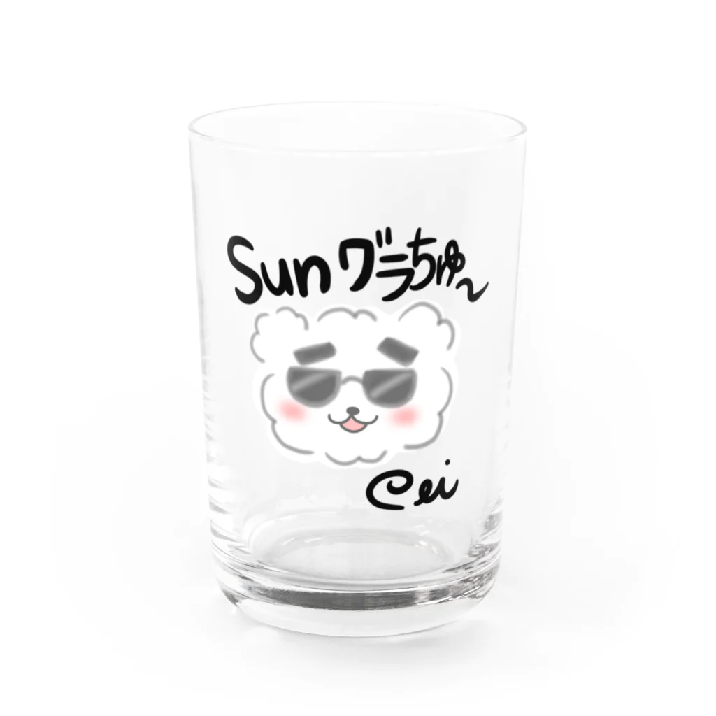 P_aquaのサングラチュー（黒文字Ver） Water Glass :front