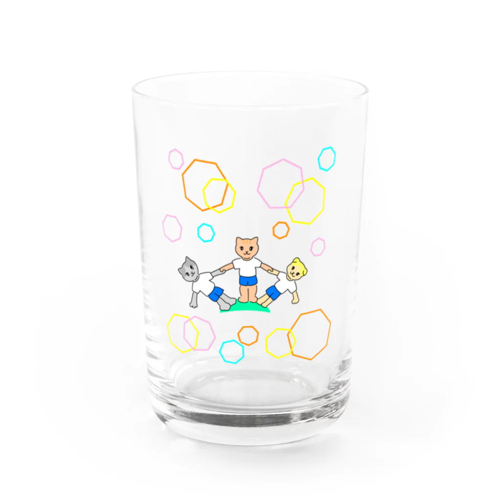 greetenの猫ちゃん組体操　運動会 Water Glass :front