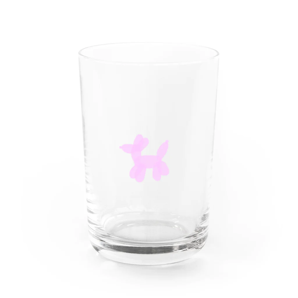 //しゃもん//のバルーン犬　pink Water Glass :front